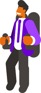 Businessman flying with a jet pack
