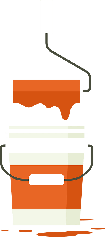Paint roller and a bucket
