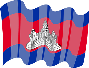 Waving flag of Cambodia
