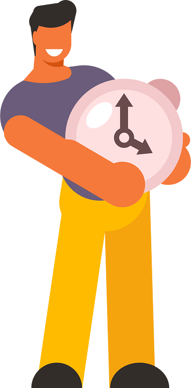 Office worker with a clock