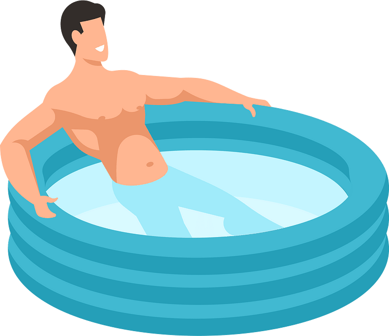 Man in an inflatable pool