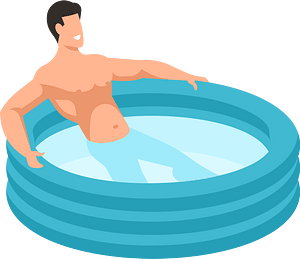 Man in an inflatable pool