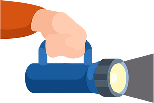 Hand holding a flashlight