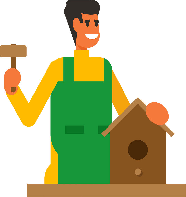 Man building a birdhouse