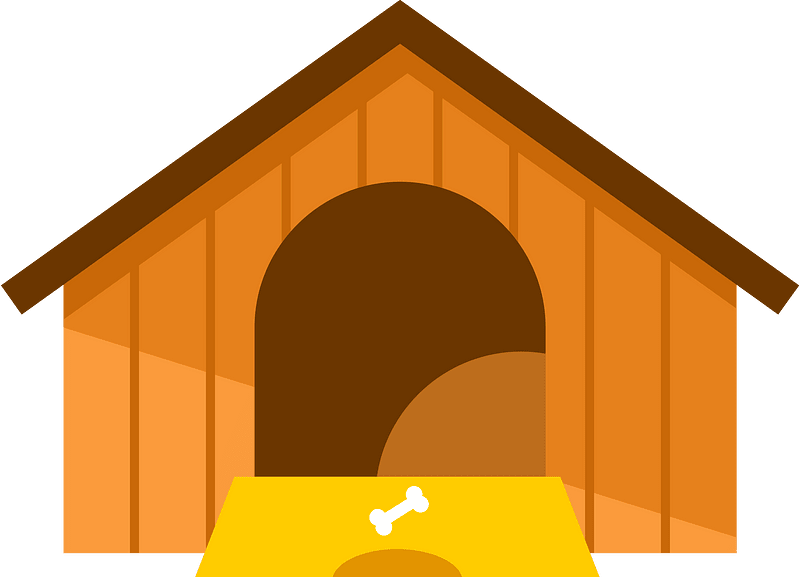 Dog house with a dog bowl