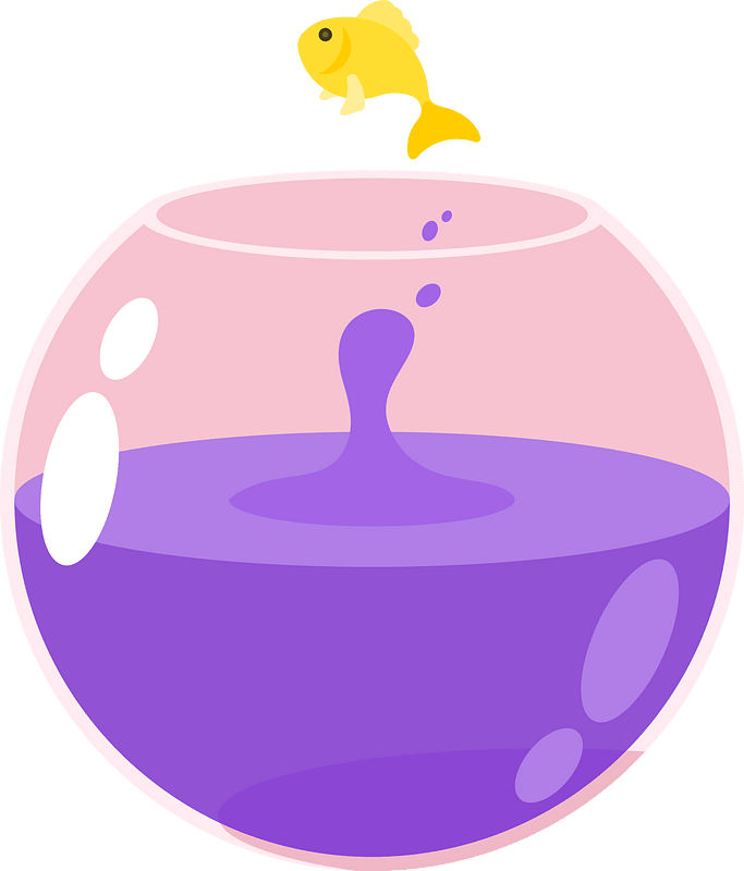 Fish jumps out of a afishbowl