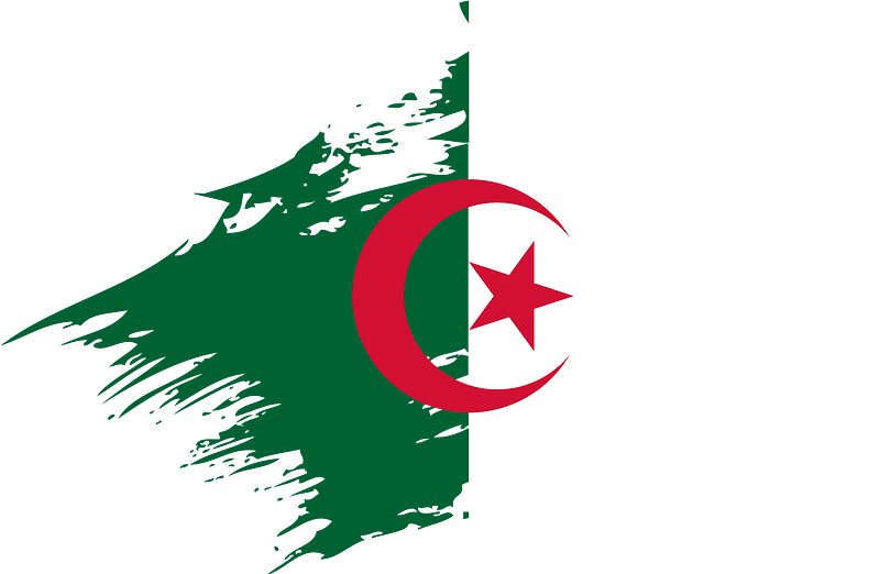 Algerian flag painted