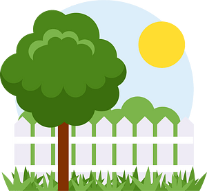 Green tree and a fence