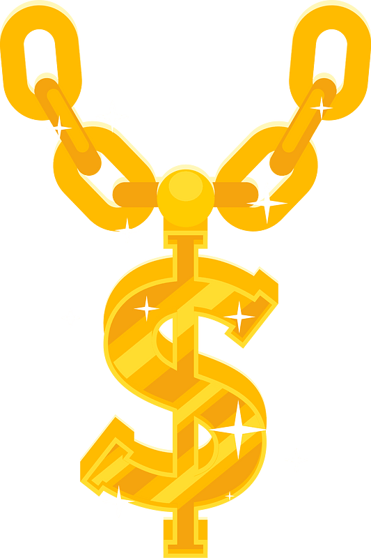 Golden chain with dollar symbol