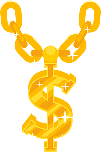 Golden chain with dollar symbol