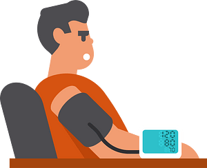 Man measures blood pressure
