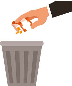 Box of cigarettes in trash bin