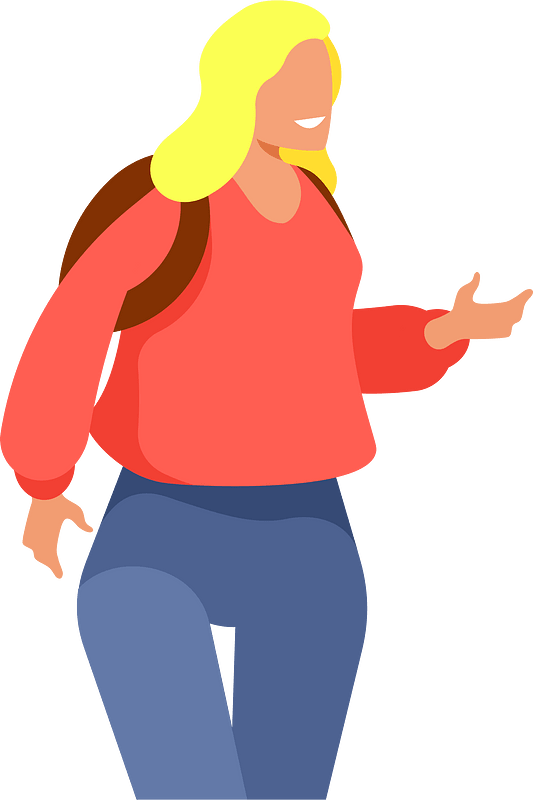 Blond girl with a backpack