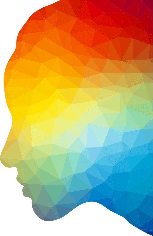 Face profile color silhouette