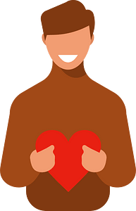 Young man holding a heart