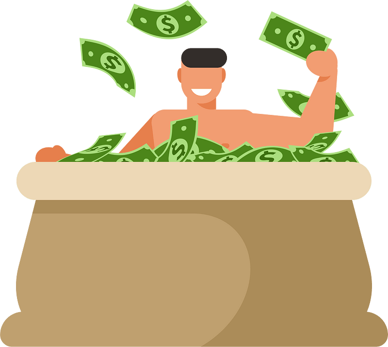 Man in the bag of money