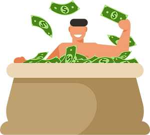 Man in the bag of money