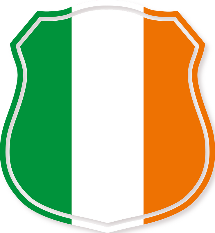 Heraldic shield with Irish flag