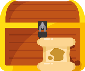 Treasure chest with a map