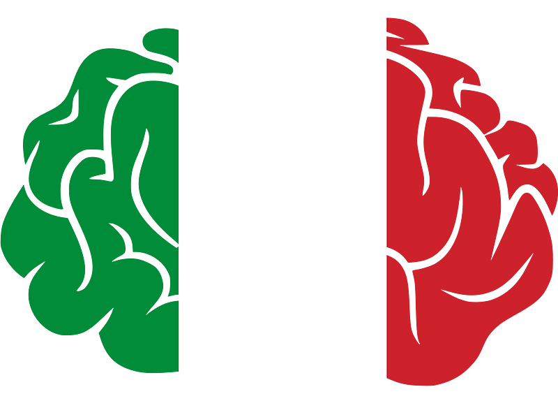 Italian flag with brain silhouette