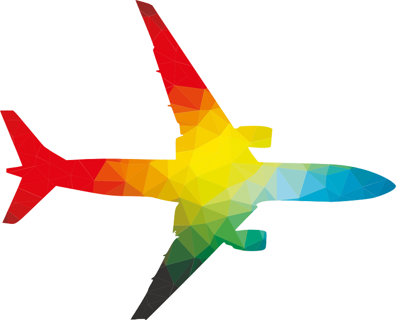 Passenger airplane silhouette color art