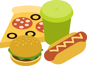 Fast food meal and soda drink