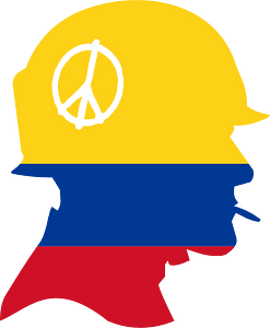 Soldier silhouette with Colombian flag