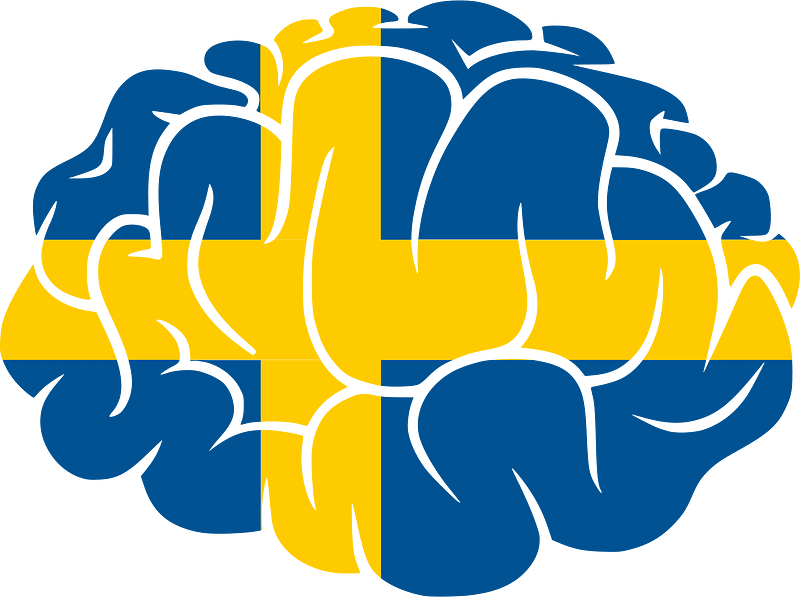 Brain silhouette Swedish flag