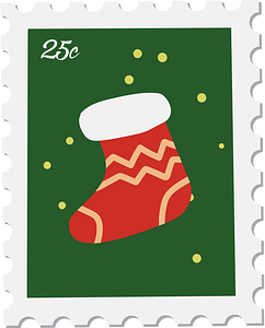 Christmas socks postage stamp