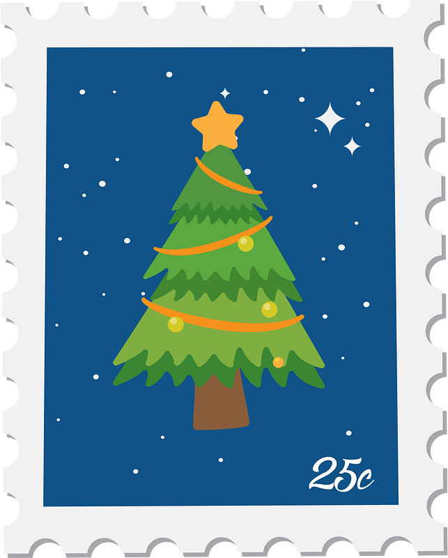 Christmas tree postage stamp