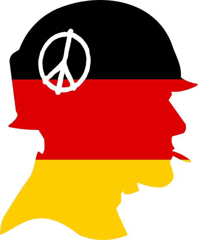 Soldier silhouette with German flag