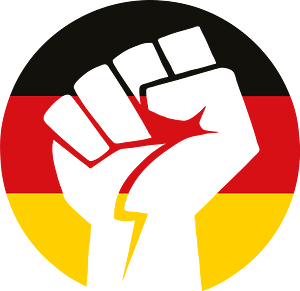 Clenched fist with German flag