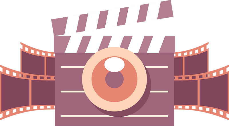 Clapperboard and film tape