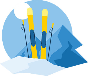 Skis stuck in the snow