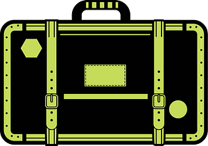 Retro suitcase with belts