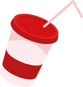 Takeaway cup with a straw