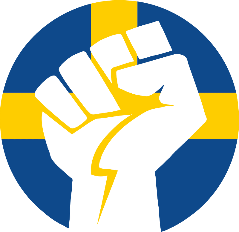 Clenched fist Swedish flag