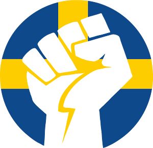 Clenched fist Swedish flag