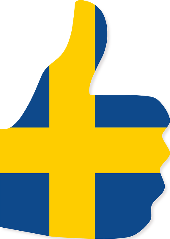 Thumb up with Swedish flag