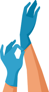 Hands with medical gloves