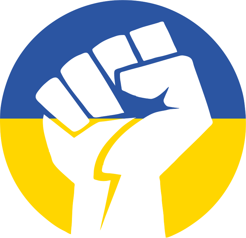 Clenched fist with the flag of Ukraine