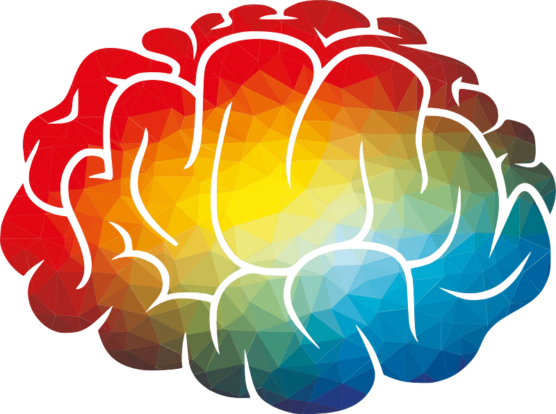 Silhouette of human brain color pattern