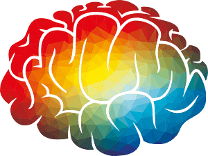 Silhouette of human brain color pattern
