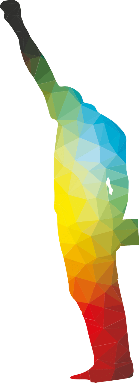 Silhouette of a man with raised hand