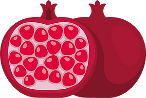 Pomegranate split in half