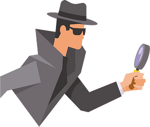 Detective with magnifying glass