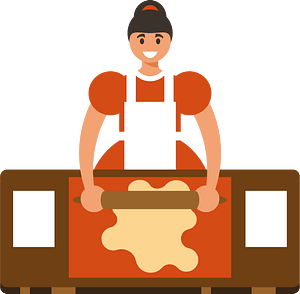 Woman rolls dough