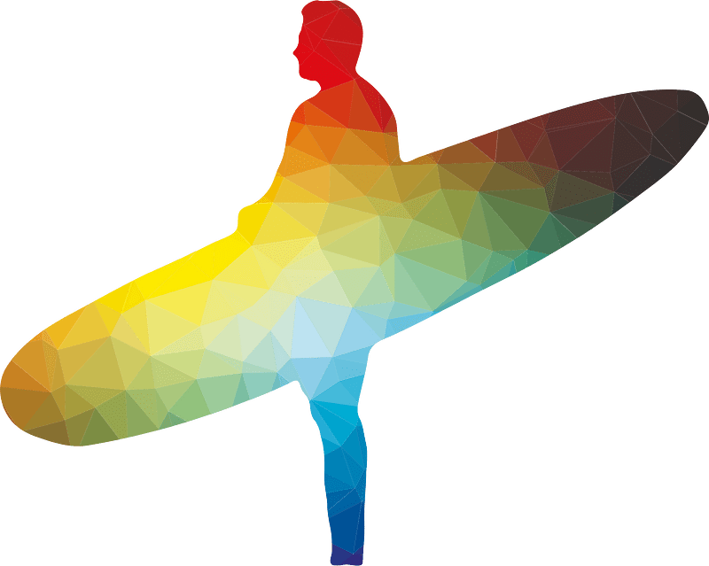 Surfer silhouette color pattern