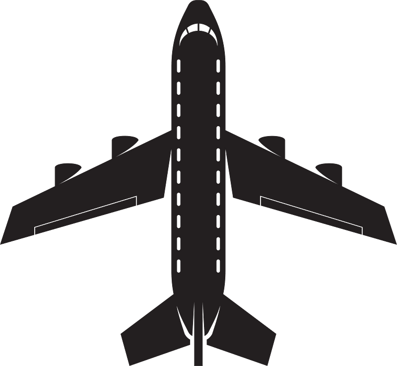 Passenger airplane vector silhouette