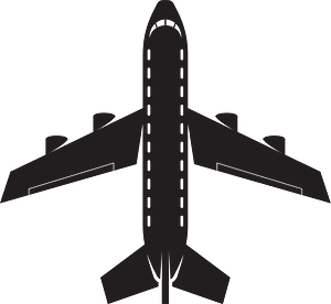 Passenger airplane vector silhouette